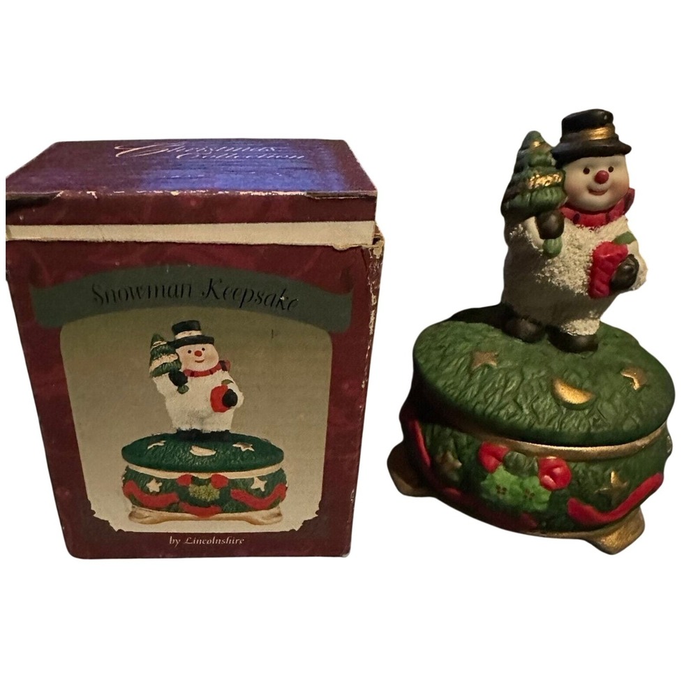 Lincolnshire Snowman Keepsake Christmas Collection Trinket Box with Original Box